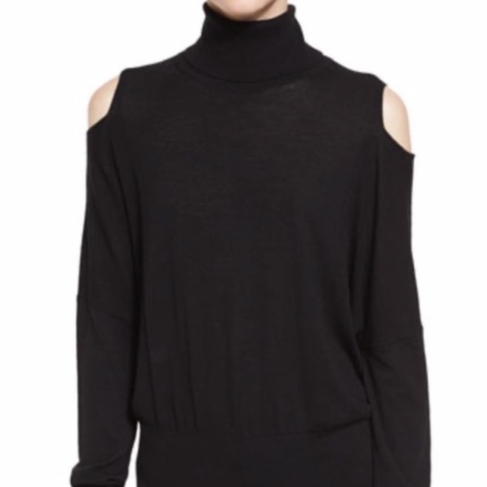 Vince Merino Wool Cold Shoulder Turtleneck